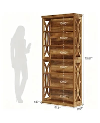 Yigii 6-Tier Rustic Bookshelf for Home Office