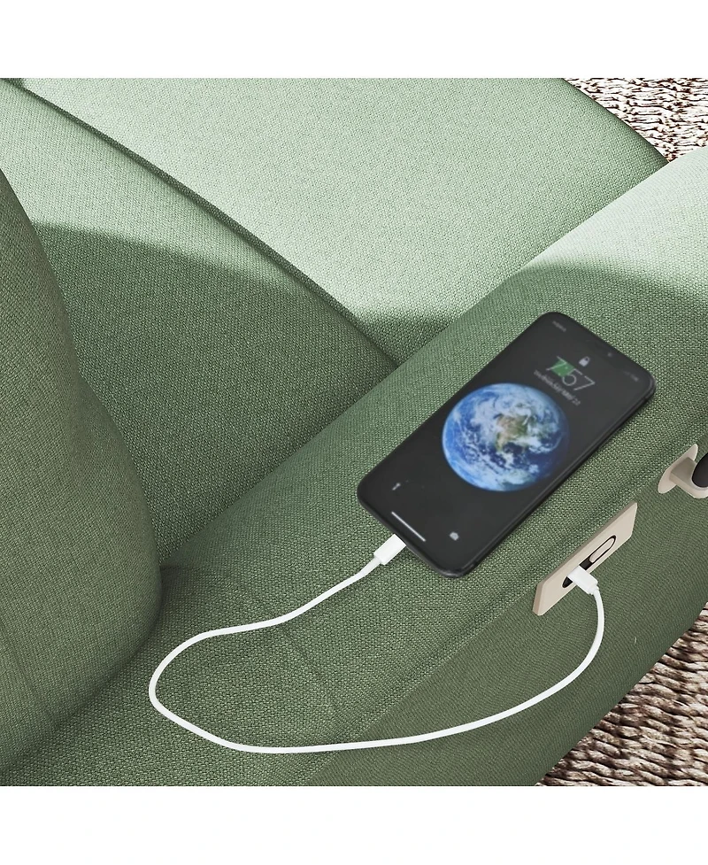 Streamdale Furniture 270° Power Swivel Rocker Recliner w/ Phone Holder & Usb Ports