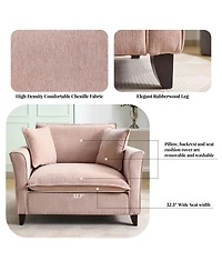 Streamdale Furniture Chenille Oversized Armchair, Comfy Chair and a Half Sofa with Pillow