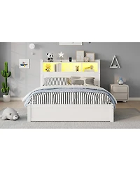 Streamdale Furniture Full Size Wood Bed with Drawers, Storage Headboard & Cabinet