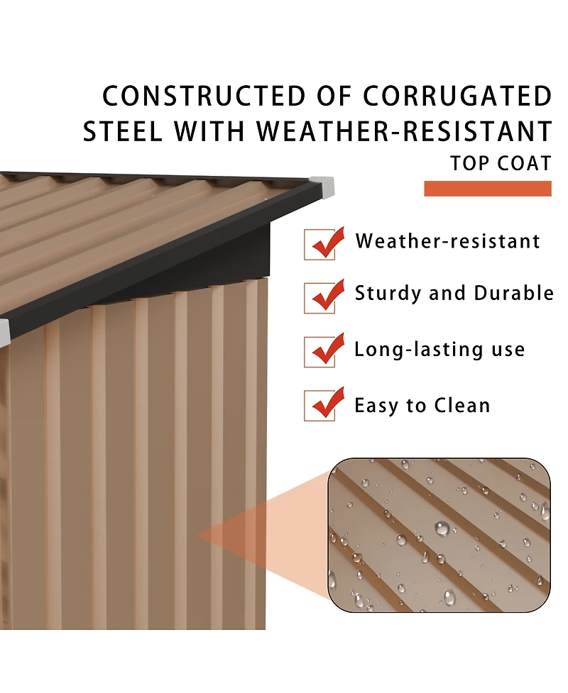 Streamdale Furniture 4.27 Ft x2.42 Ft Metal Garden Shed 5 X 3 Ft Pent Roof with Side Hinge Door