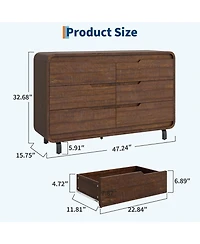 Gaomon 6-Drawer Dresser, 47 Wide Modern Wooden Storage Chest for Living Room, Hallway