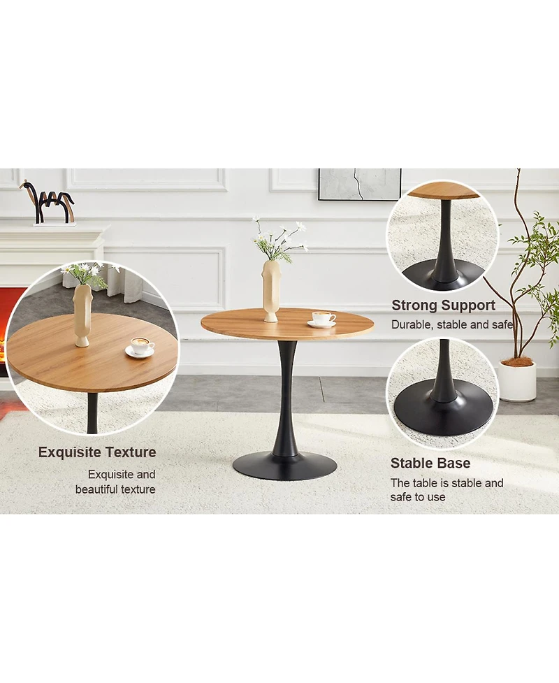 Streamdale Furniture Round Dining Table, 31.5" Tulip Bistro Table with Metal Pedestal (Faux Wood)