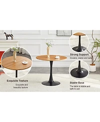 Streamdale Furniture Round Dining Table, 31.5" Tulip Bistro Table with Metal Pedestal (Faux Wood)