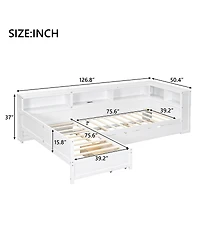Streamdale Furniture Wood Twin L-shaped Platform Bed with Trundle & Drawer