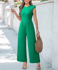 Cupshe Women's Crew Neck Zipper Closure Jumpsuit