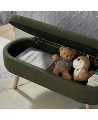 Streamdale Furniture Luxury Oval Boucle Storage Ottoman Bench with Wood Legs