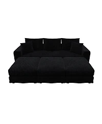 Streamdale Furniture 82 Plush Corduroy 3-Seat Sofa with Movable Ottoman