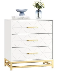 gaomon 3 Drawer Dresser for Bedroom, Modern Wood Dressers Chest of Drawers with Storage, Wide Drawers Tall Nightstand Metal Handles