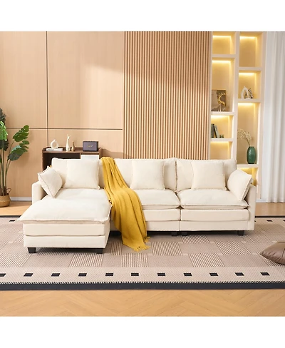 Streamdale Furniture 3-Seat Storage Ottoman Sectional Couch, L-Shaped Bench with Footrest