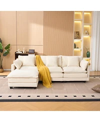 Streamdale Furniture 3-Seat Storage Ottoman Sectional Couch, L-Shaped Bench with Footrest