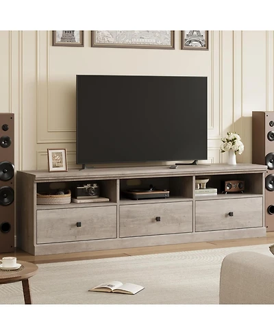 gaomon 70in Tv Stand for TVs up to 80", Mid Century Modern Entertainment Center with Storage Drawer and Open Shelves