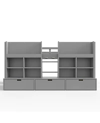 Streamdale Furniture Loft Bed with Multi-Storage Shelves & Curtain, Chalkboard