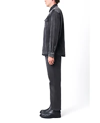 Velez Men's Long-Sleeve Cotton Overshirt With Denim and Leather Shirts