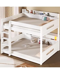 Streamdale Furniture Queen Over Bunk Bed with Storage Shelves and Usb Ports