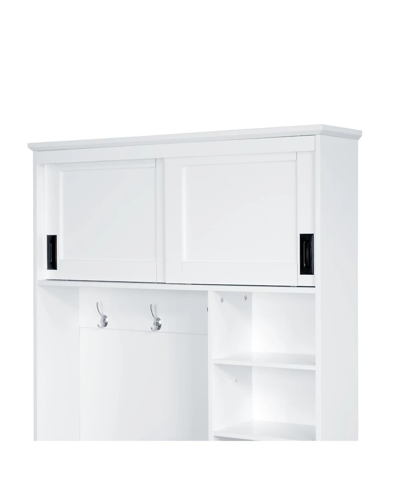 Streamdale Furniture Modern Entryway Bench with Coat Rack, 3 Shelves, Drawers & Hooks