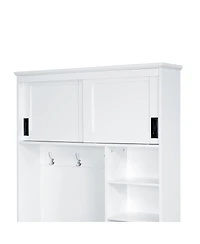 Streamdale Furniture Modern Entryway Bench with Coat Rack, 3 Shelves, Drawers & Hooks