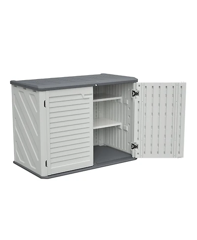 Streamdale Furniture Horizontal Storage Shed with Removable Shelf, Large Lockable Outdoor Cabinet