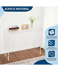 gaomon Acrylic Narrow Console Table for Entryway Acrylic Desk, Square Legs, Skinny Entry Table for Sofa, Foyer, Hallway, Living Room
