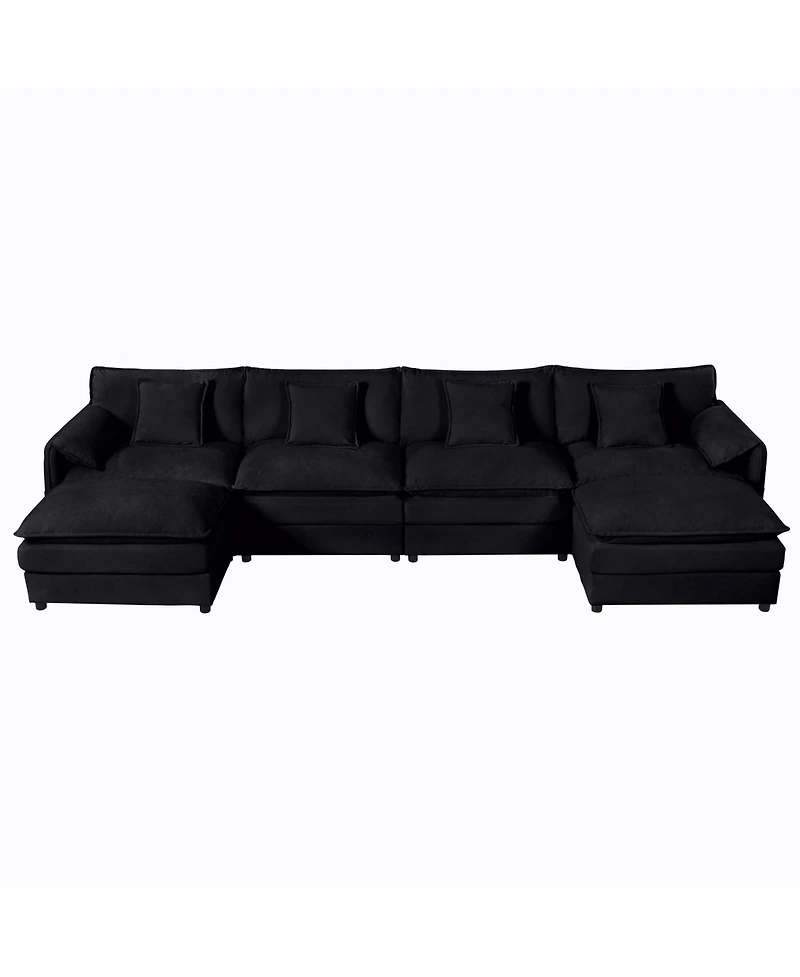 Boyel Living Modular Sectional Sofa, Oversized Deep Seat U Shaped Couch Set, -Seater Comfy Cloud Couches with Movable Ottomans