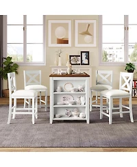 Streamdale Furniture Rustic Farmhouse Counter Height Dining Table Set with 4 Chairs