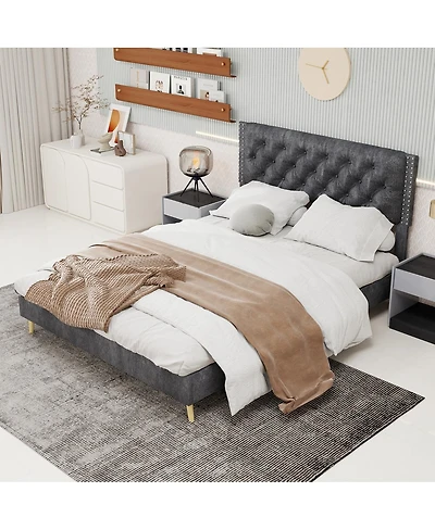 Streamdale Furniture Velvet Upholstered Queen Bed