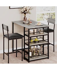 gaomon Kitchen Table Set, 3 Piece Dining Table and Chairs for 2, Space Saving Bar Dining Table Set with 2 Upholstered Chairs for Small Spaces