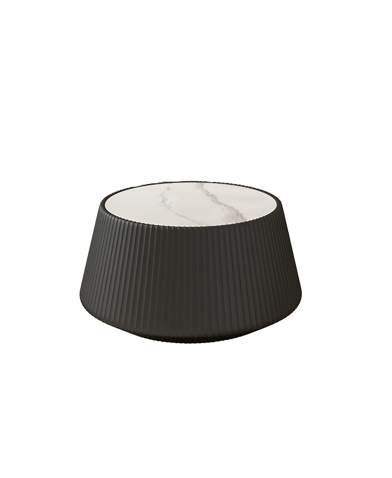 Streamdale Furniture Modern sintered stone top leather sofa coffee table