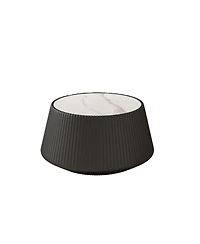 Streamdale Furniture Modern sintered stone top leather sofa coffee table