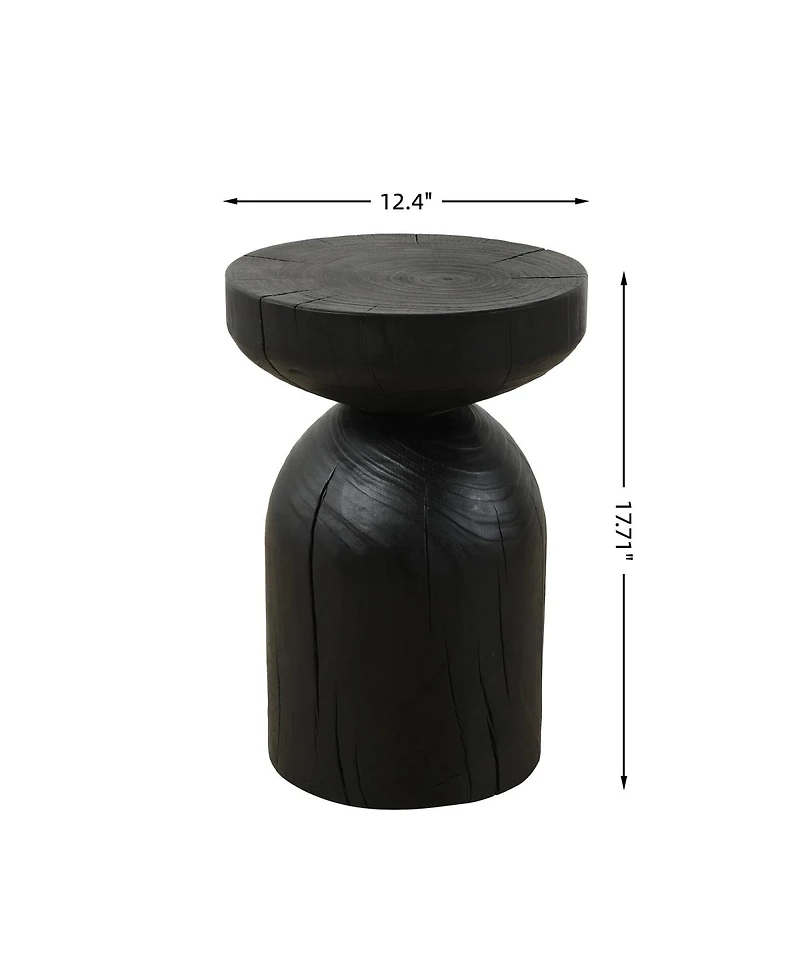 Streamdale Furniture Solid Mango Wood Black Round Side End Table - 12.417.7 inch