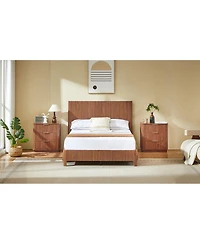 Streamdale Furniture Streamdale Wooden corrugated curved lines,No Box Spring Needed