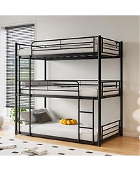 Streamdale Furniture Sturdy Metal Triple Bunk Bed with Guardrails & Ladders