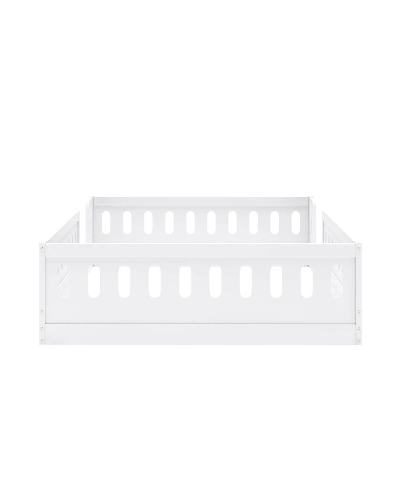 Streamdale Furniture Wood Full Size Platform Bed with Guardrail