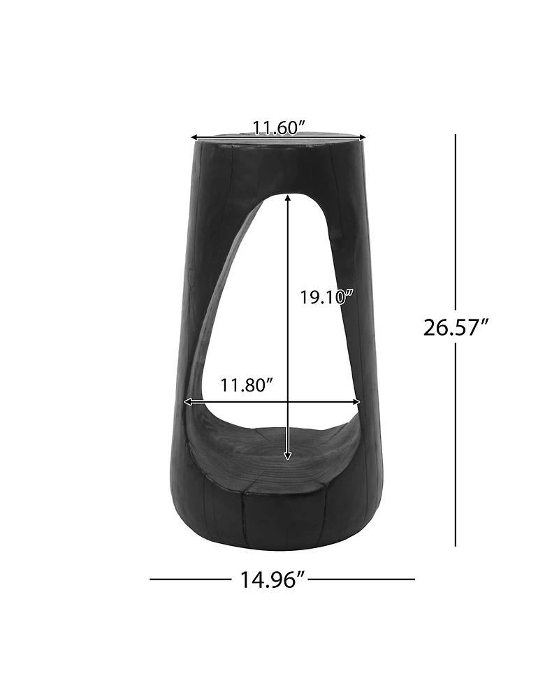 Streamdale Furniture Outdoor Side Table, Hollow Design, Patio Garden Stool, Black Concrete