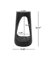 Streamdale Furniture Outdoor Side Table, Hollow Design, Patio Garden Stool, Black Concrete