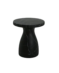 Streamdale Furniture Outdoor Travertine Side Table, Black Marble Effect