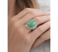 Macy's Green Jade (18 x 14mm) Ring in Sterling Silver