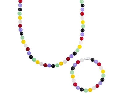 Macy's 2-Pc. Multi Color Quartz Necklace and Bracelet Set in Sterling Silver