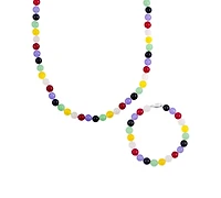 Macy's 2-Pc. Multi Color Quartz Necklace and Bracelet Set in Sterling Silver