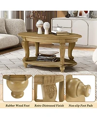 Streamdale Furniture Streamdale 42" Oval Wood Coffee Table with Open Storage Shelf