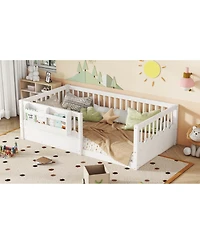 Streamdale Furniture Twin Floor Bed with Fence & Bookshelf