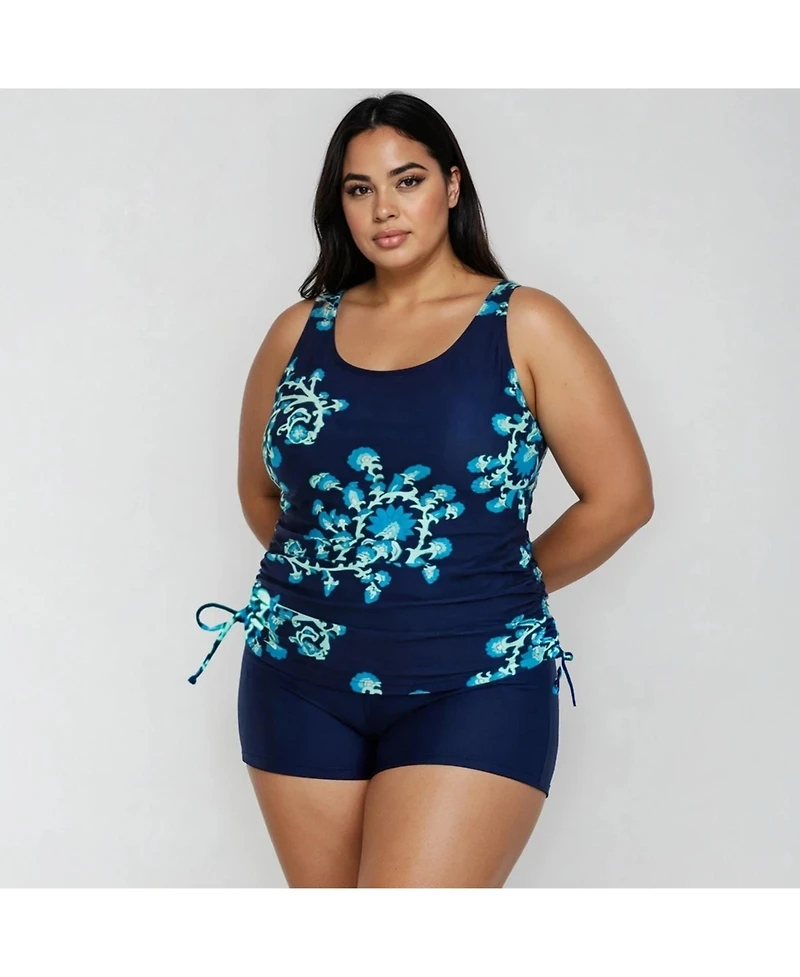 Calypsa Plus Maya Tankini Swim Top With Removable Cups and Shorts Set