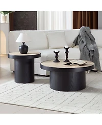 Streamdale Furniture Streamdale Set of 2 Coffee Table, Round Sintered Stone Tabletop