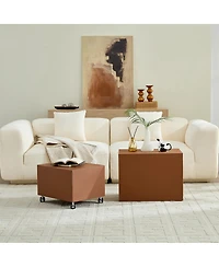 Streamdale Modern Brown Mdf Saddle Leather Table – Two Compact Sizes