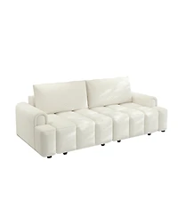 Streamdale Furniture Comfy 90.2" 4-Seater Teddy Fabric Couch with Storage, King Size 3-in-1 Sleeper Sofa Bed