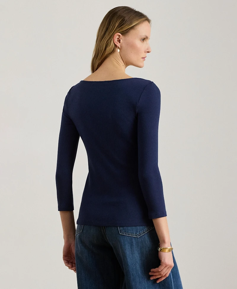 Lauren Ralph Women's Slim Fit Boat Neck Top