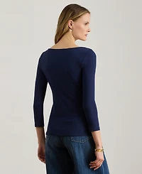 Lauren Ralph Women's Slim Fit Boat Neck Top