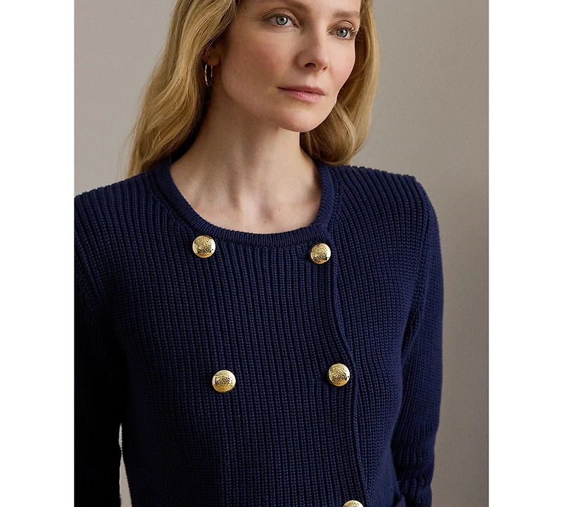 Lauren Ralph Women's Double-Breasted Crewneck Sweater Jacket