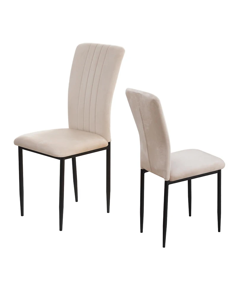 Streamdale Furniture Dining Chairs Set of 4 Modern Velvet Upholstered Chairs with Metal Legs