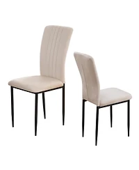 Streamdale Furniture Dining Chairs Set of 4 Modern Velvet Upholstered Chairs with Metal Legs